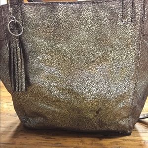 Buckle Metallic Shoulder/ Crossbody Handbag